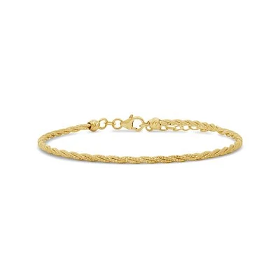 10K Yellow Gold 7" + 1" Extender Braided Spring Omega Bracelet