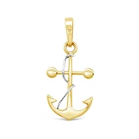 10K Yellow & White Gold Anchor Pendant (Chain Not Included)