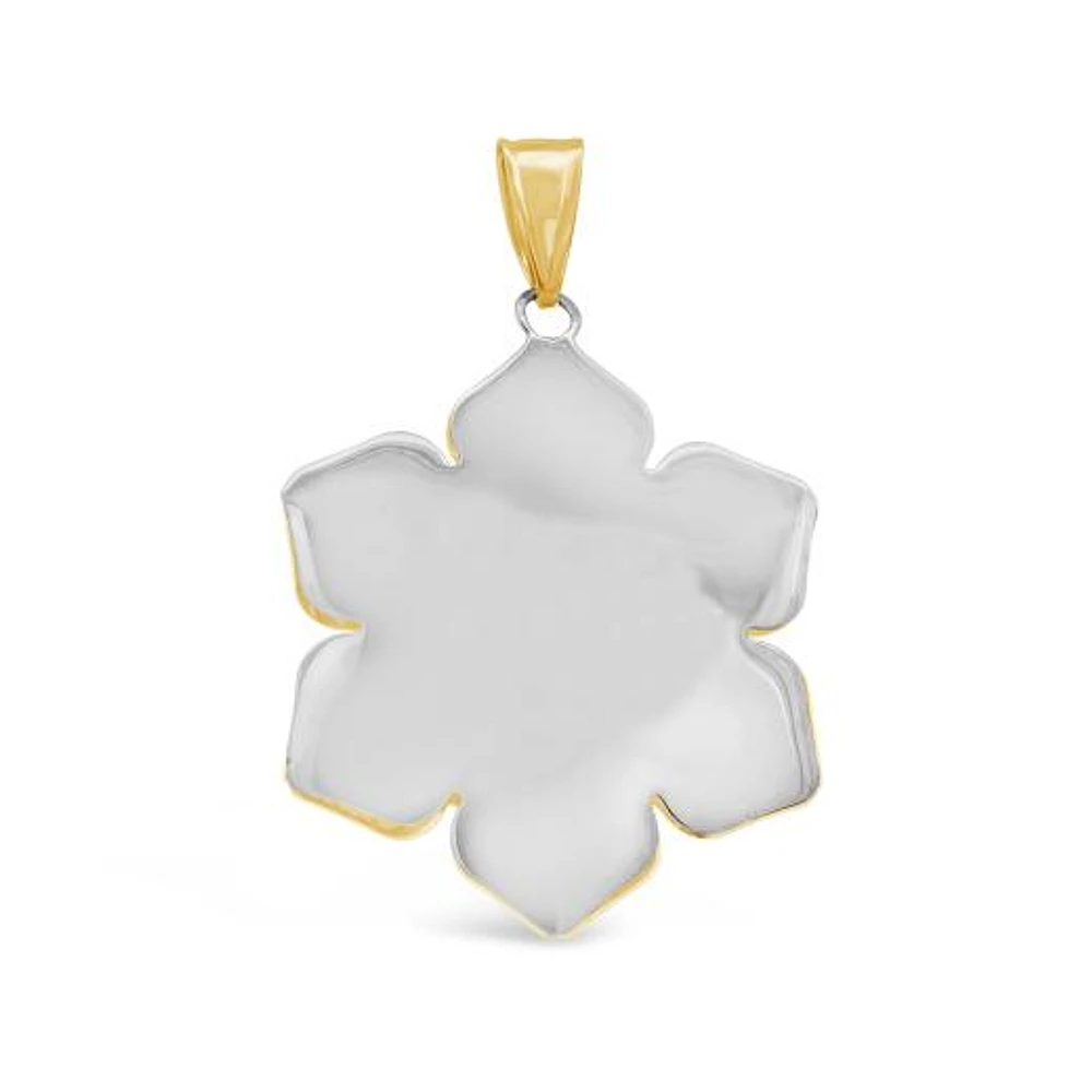 10K Yellow & White Gold Snowflake Pendant (Chain Not Included)