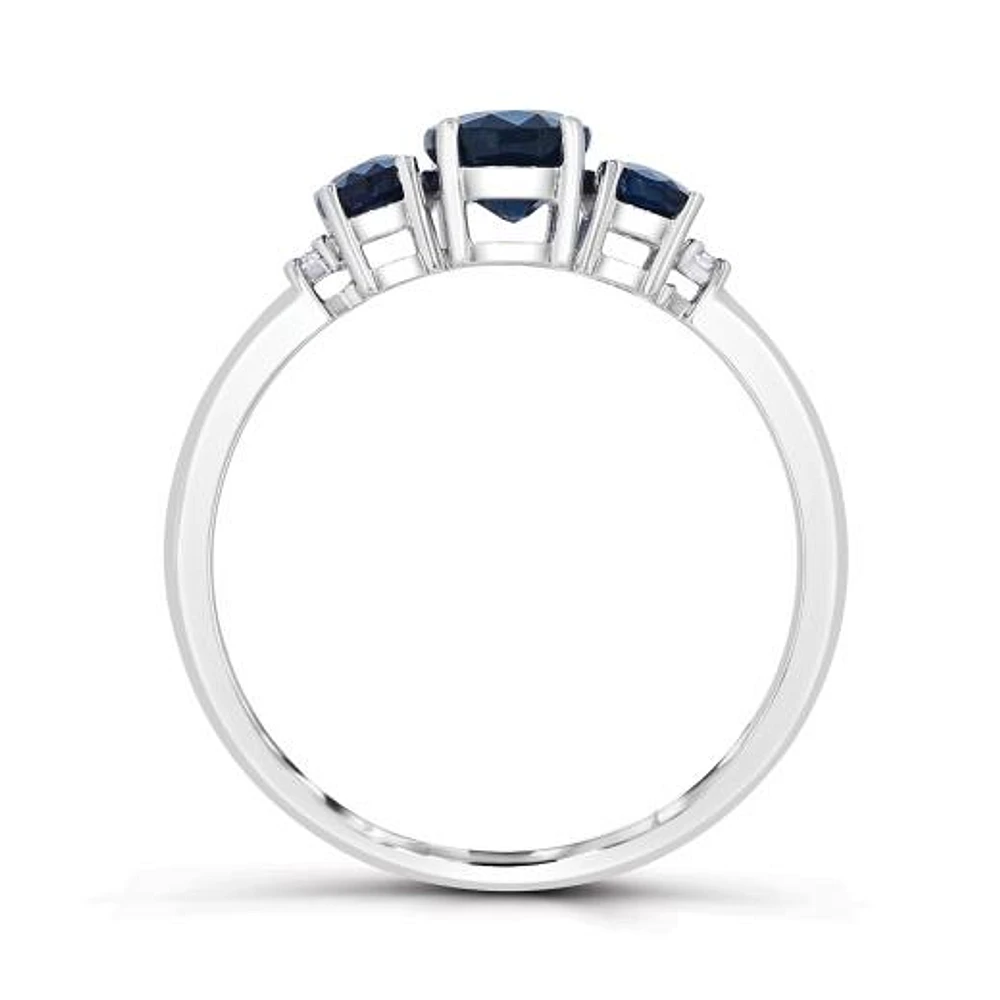 14K White Gold Sapphire & Diamond Ring