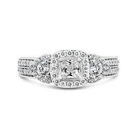 14K White Gold 1.00CTW Diamond Three-Stone Ring