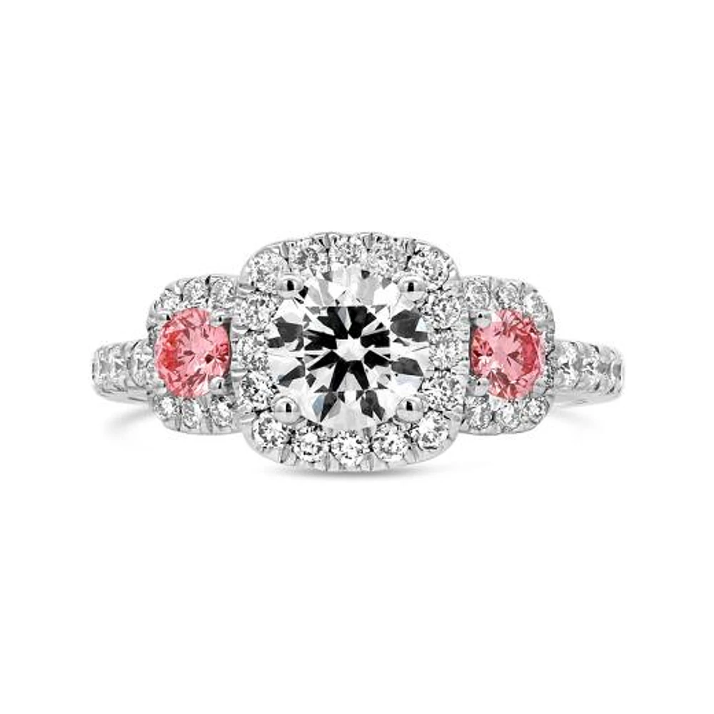 Jenny Packham 18K White Gold Lab Grown 1.75CTW White & Pink Diamond Bridal Ring
