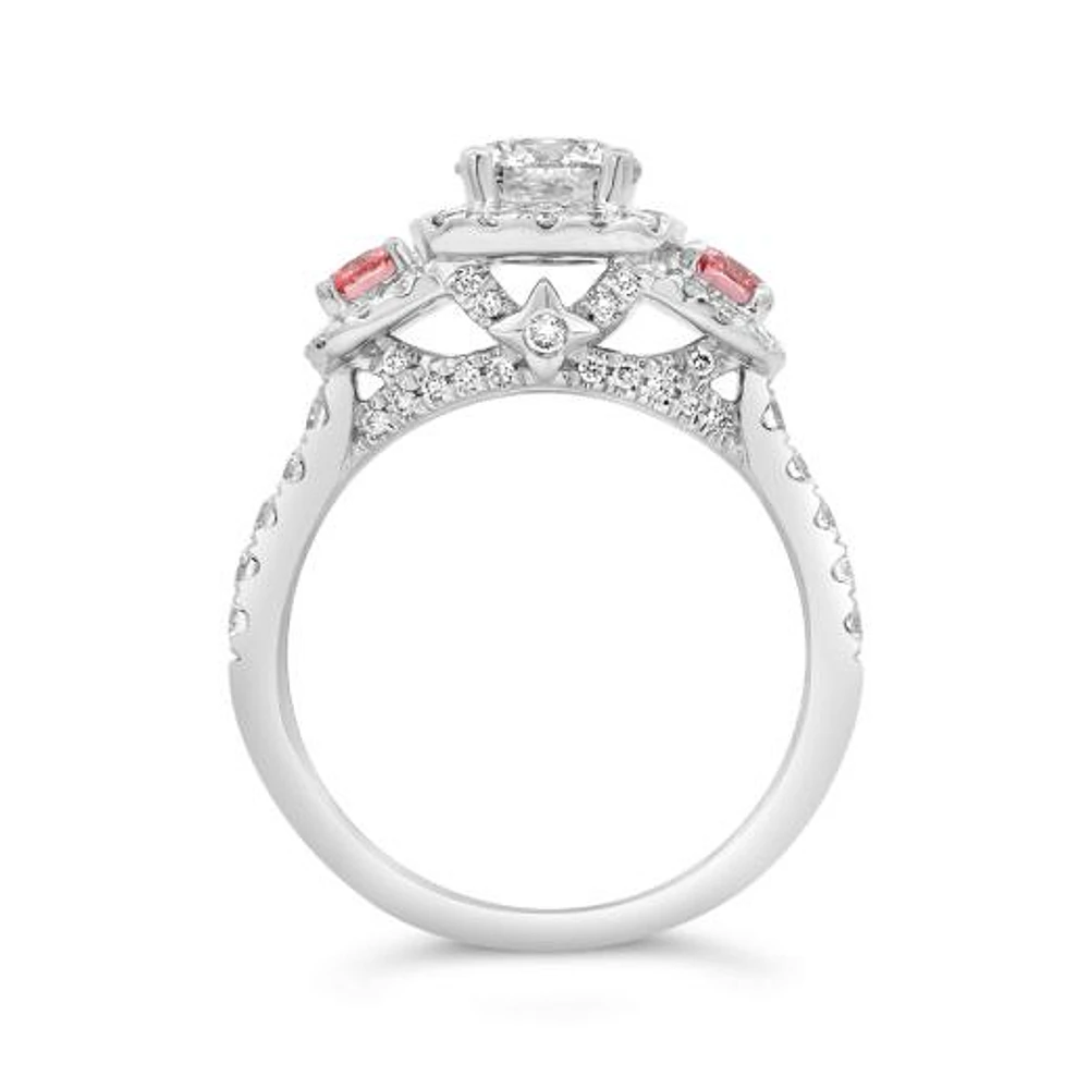 Jenny Packham 18K White Gold Lab Grown 1.75CTW White & Pink Diamond Bridal Ring