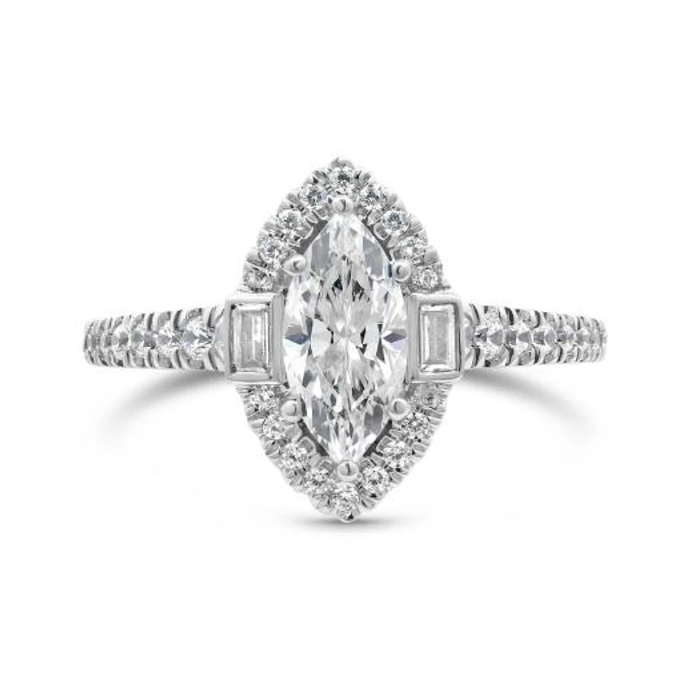 Jenny Packham 18K White Gold Lab Grown 1.50CTW Marquise Diamond Bridal Ring