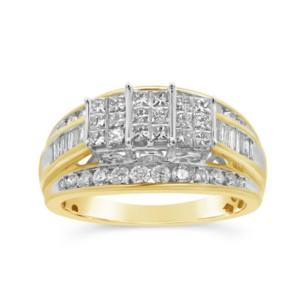 10K Yellow Gold 1.00CTW Princessa Diamond Ring