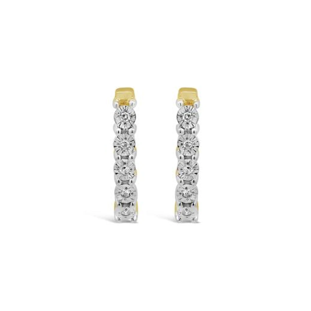 10K Yellow Gold Diamond Hoop Earrings