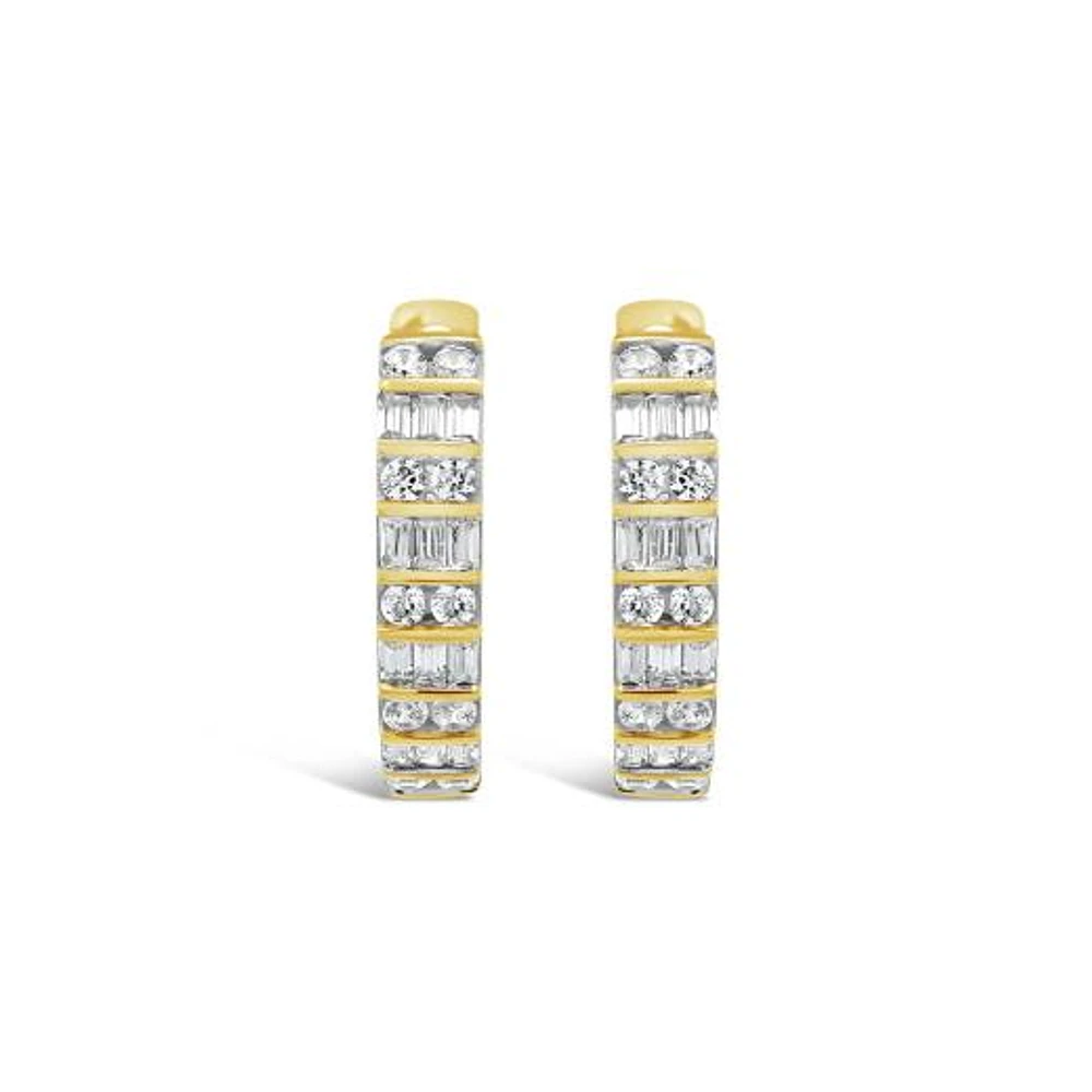 10K Yellow Gold 0.50CTW Diamond Hoop Earrings