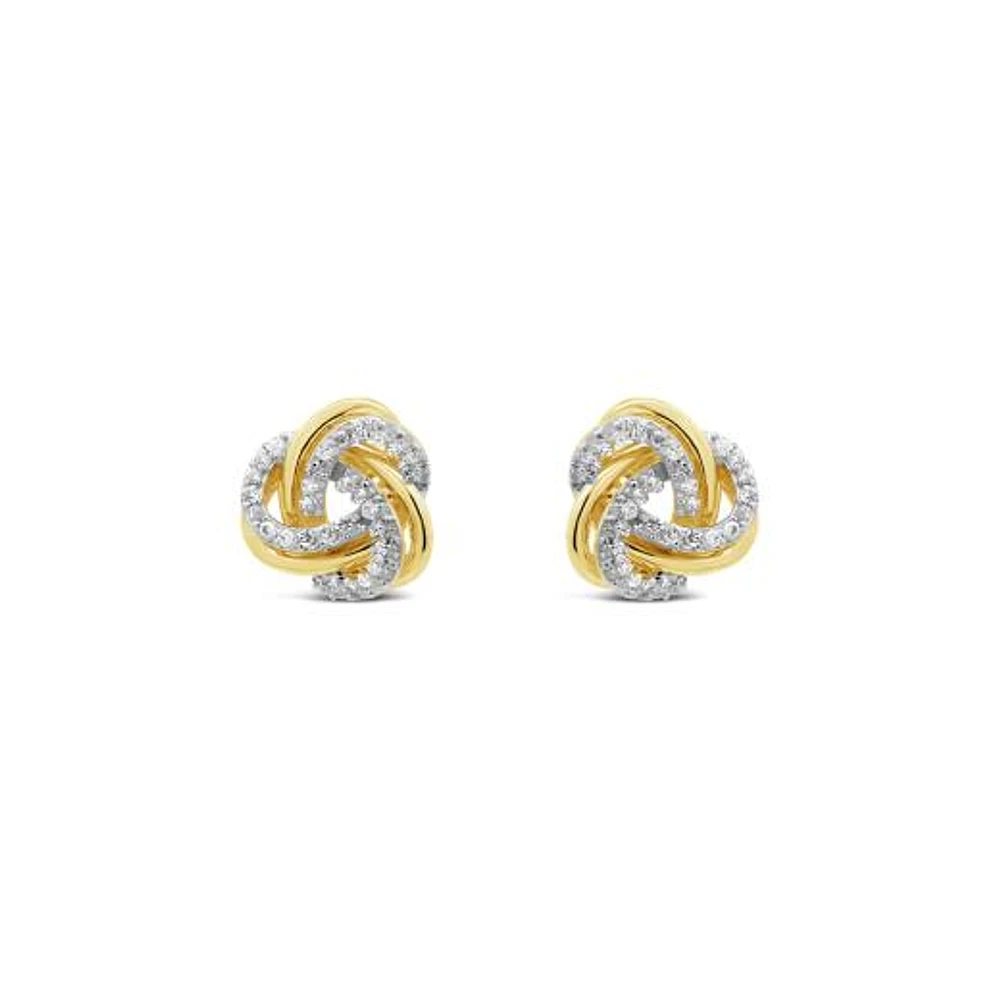 10K Yellow Gold 0.12CTW Diamond Love Knot Earrings