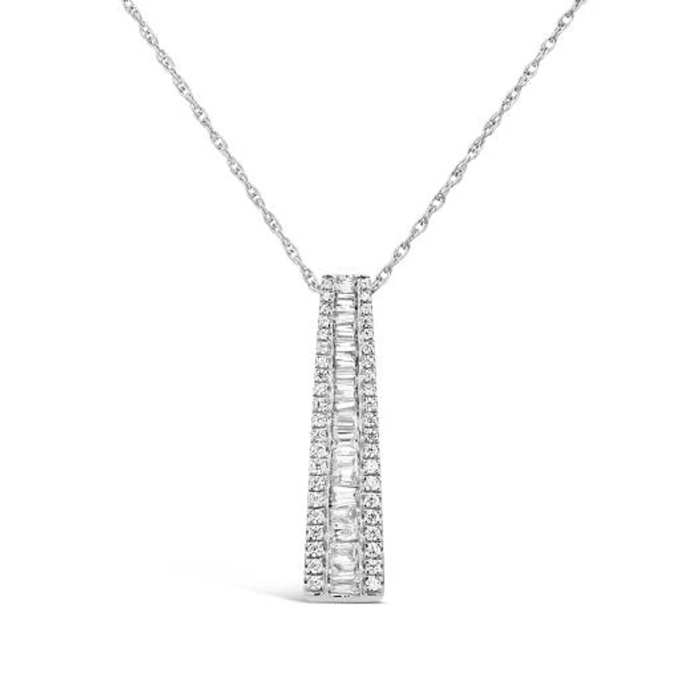 New Brilliance 10K White Gold Lab Grown 0.45CTW Diamond Bar Pendant