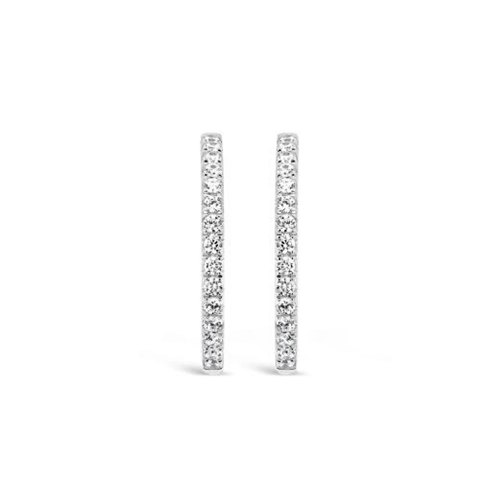 New Brilliance 10K White Gold Lab Grown 1.00CTW Diamond Round Hoop Earrings