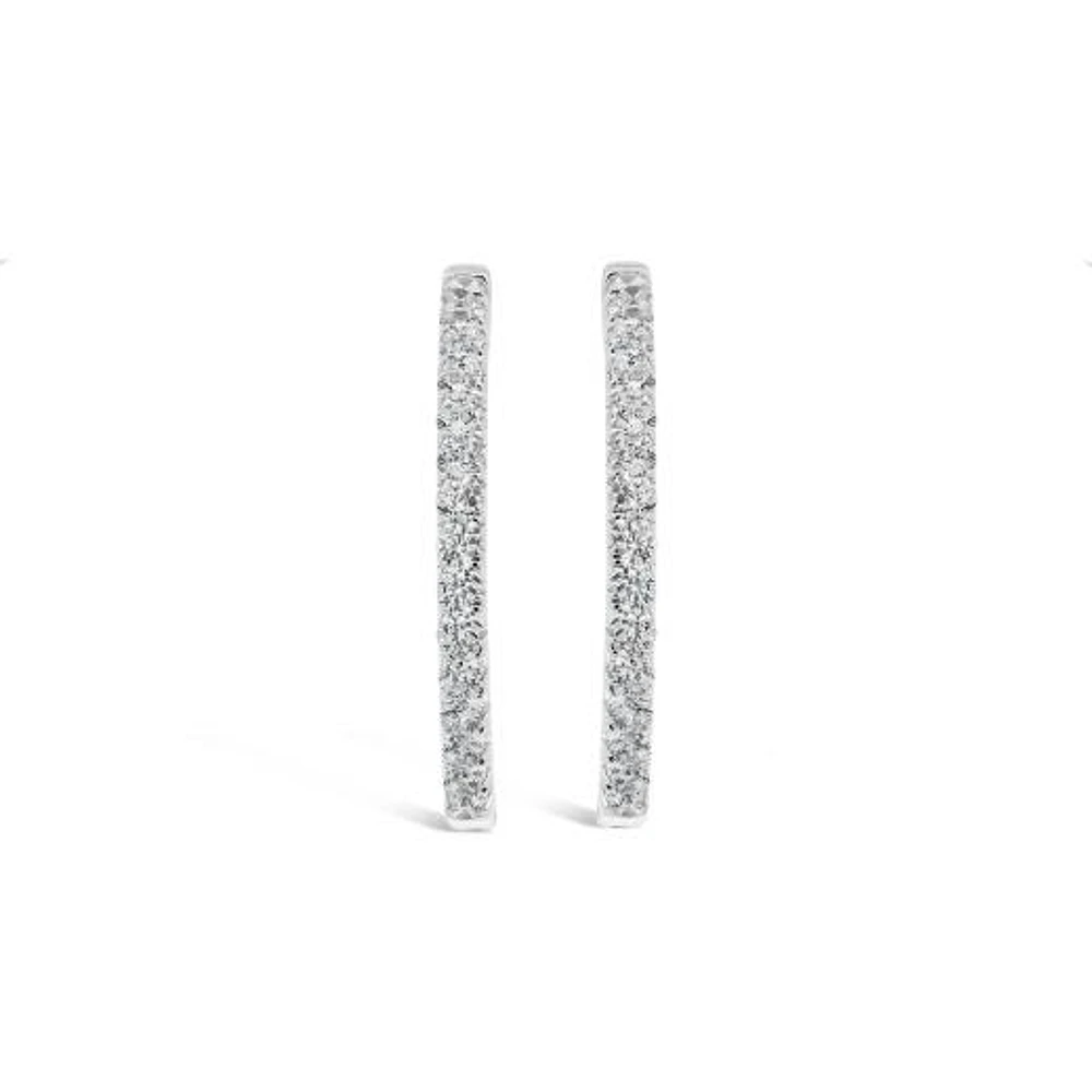 New Brilliance 10K White Gold Lab Grown 1.00CTW Diamond Oval Hoop Earrings