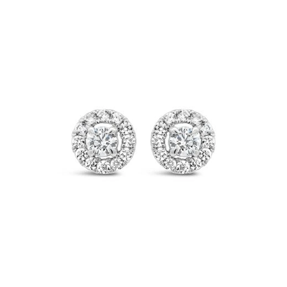 New Brilliance 10K White Gold Lab Grown 1.00CTW Diamond Stud Earrings