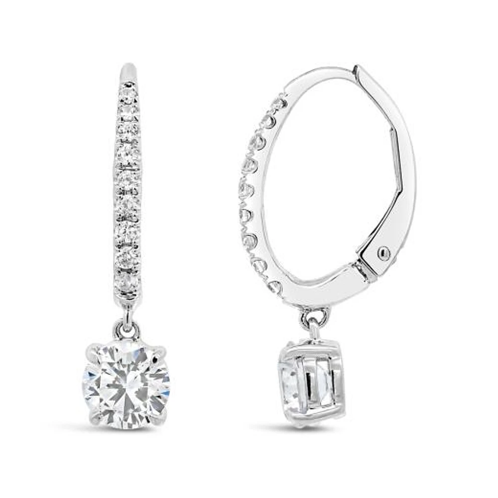 New Brilliance 10K White Gold Lab Grown 1.20CTW Diamond Dangle Earrings
