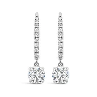 New Brilliance 10K White Gold Lab Grown 1.20CTW Diamond Dangle Earrings