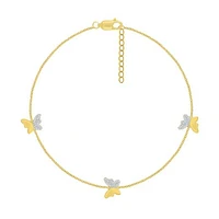 Bella Moda 10K Yellow Gold Diamond Butterfly Anklet