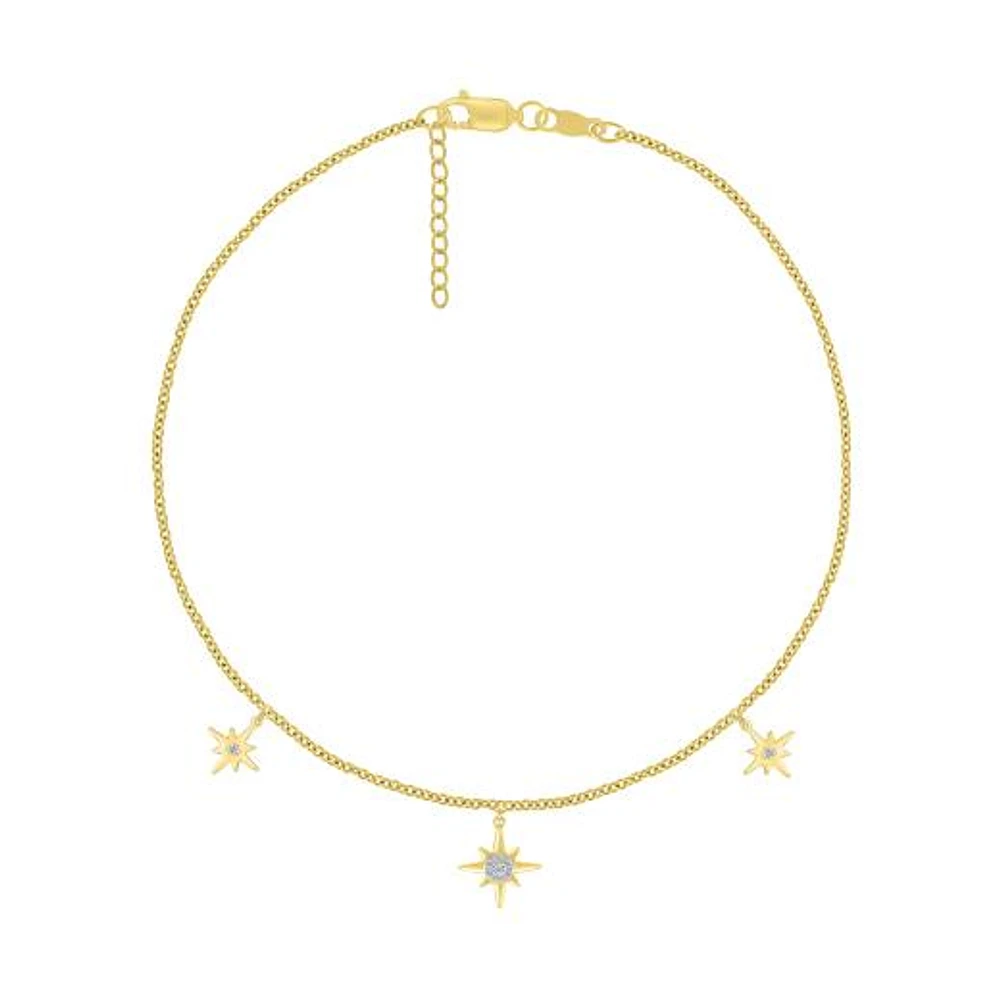 Bella Moda 10K Yellow Gold Diamond Star Anklet