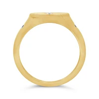 Charmables 10K Yellow Gold Diamond Oval Shaped Signet Ring