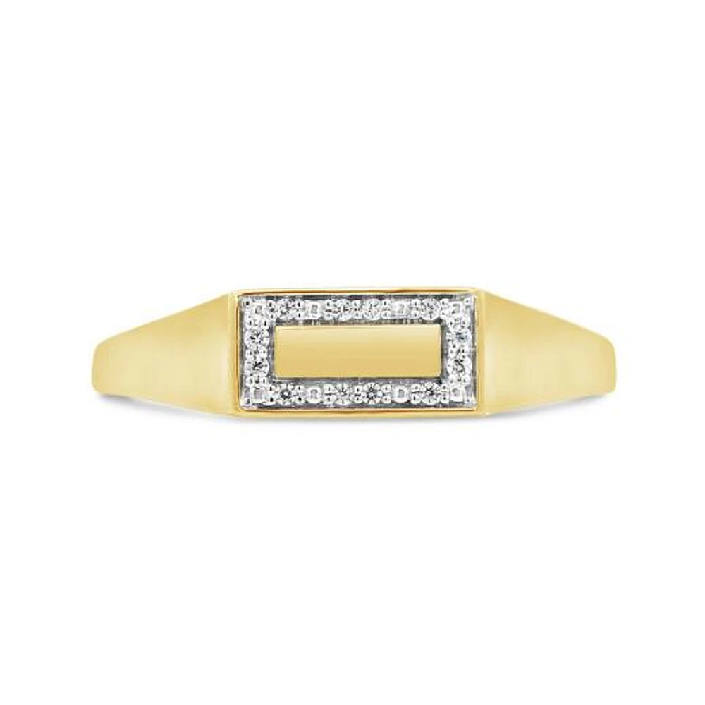 Charmables 10K Yellow Gold Diamond Rectangle Signet Ring