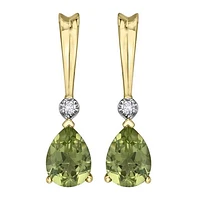 10K Yellow Gold Peridot and Diamond Earrings