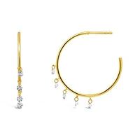 Brevani 10K Yellow Gold 0.78CTW Diamond Dangle Hoop Earrings