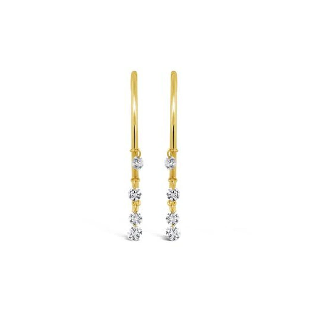 Brevani 10K Yellow Gold 0.78CTW Diamond Dangle Hoop Earrings