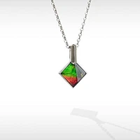 KORITE ESSENTIALS Sterling Silver Square Ammolite 16-18" Pendant