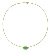Julianna B Yellow Plated Sterling Silver Green Chalcedony Necklace