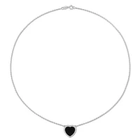 Julianna B Sterling Silver Heart Shape Black Agate Necklace