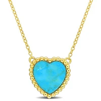 Julianna B Yellow Plated Sterling Silver Heart Shape Turquoise Necklace