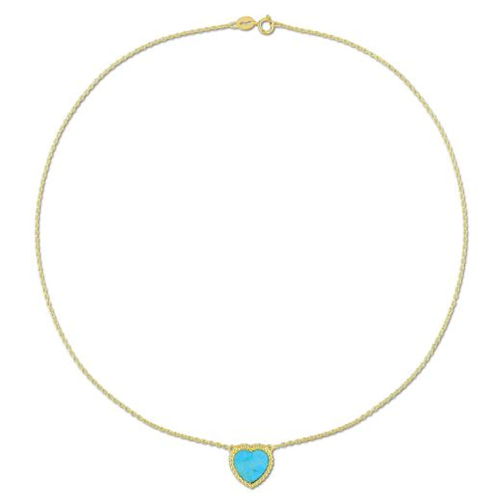 Julianna B Yellow Plated Sterling Silver Heart Shape Turquoise Necklace