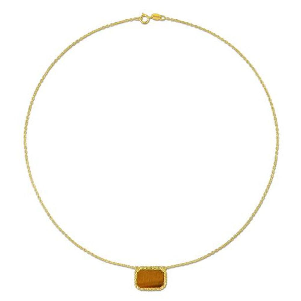 Julianna B Yellow Plated Sterling Silver Tiger Eye Necklace