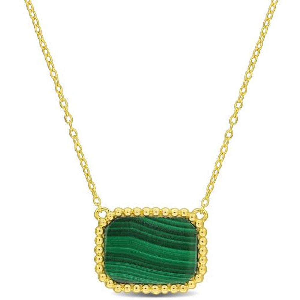 Julianna B Yellow Plated Sterling Silver Malachite Necklace