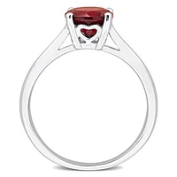 Julianna B Sterling Silver Garnet Solitaire Ring