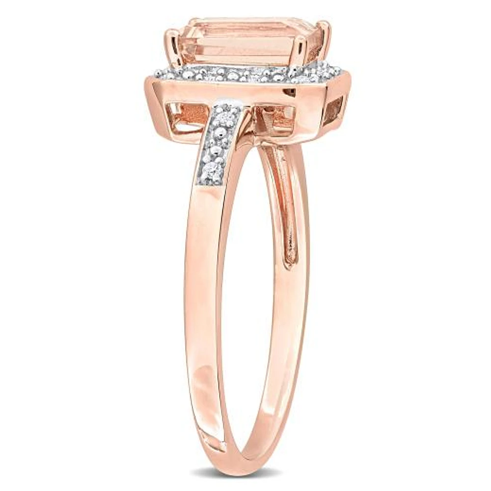 Julianna B Rose Plated Sterling Silver Morganite and Diamond Ring