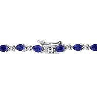 Julianna B Sterling Silver Created Blue Sapphire 7" Bracelet