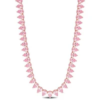 Julianna B Rose Plated Sterling Silver Pink Cubic Zirconia Tennis 18" Necklace
