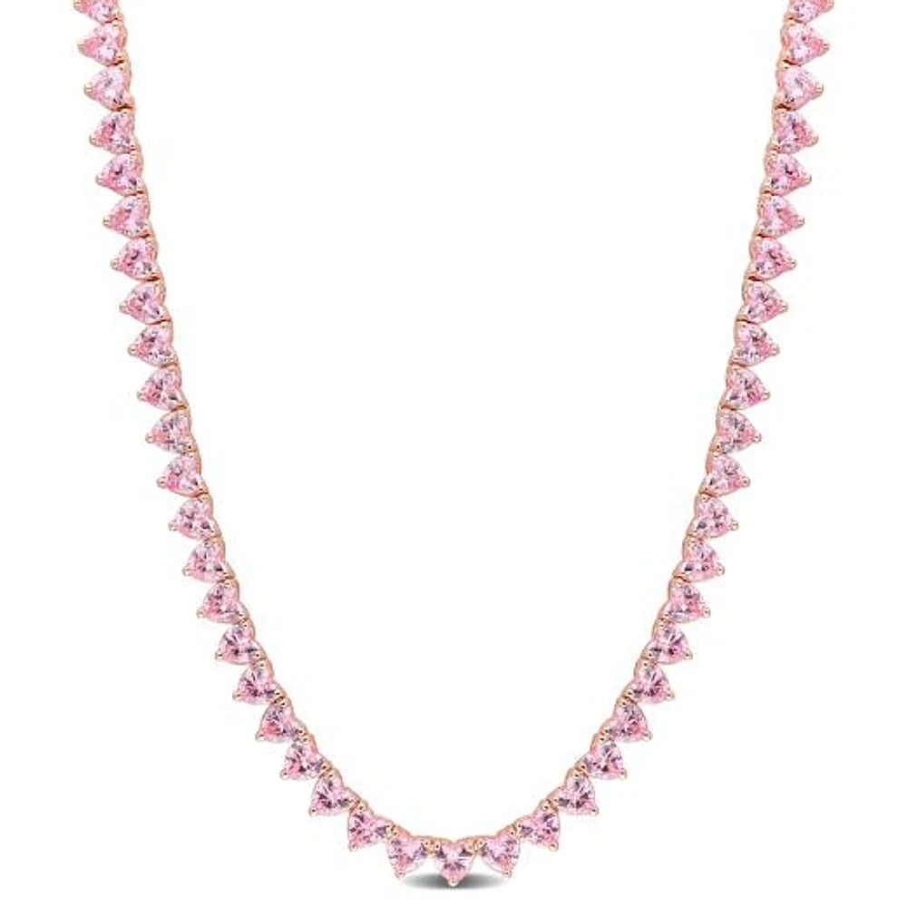 Julianna B Rose Plated Sterling Silver Pink Cubic Zirconia Tennis 18" Necklace