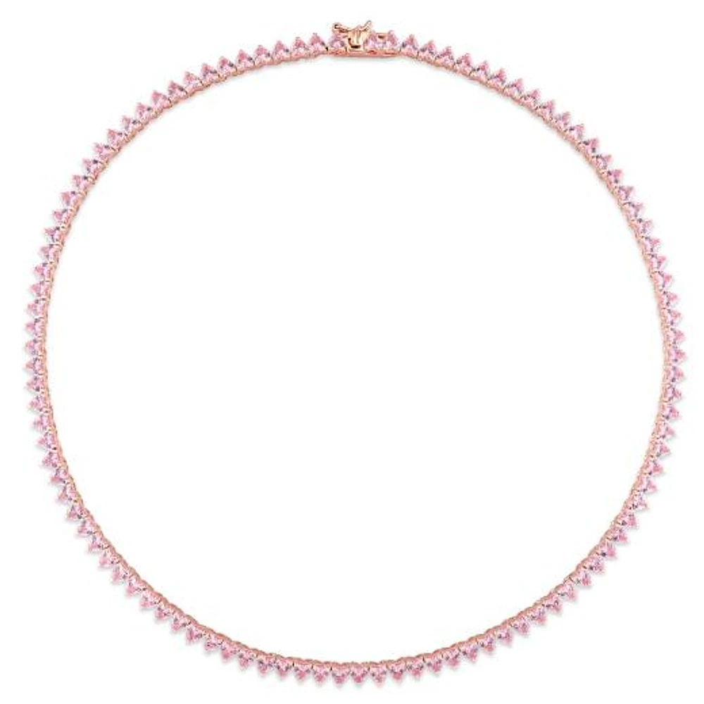 Julianna B Rose Plated Sterling Silver Pink Cubic Zirconia Tennis 18" Necklace