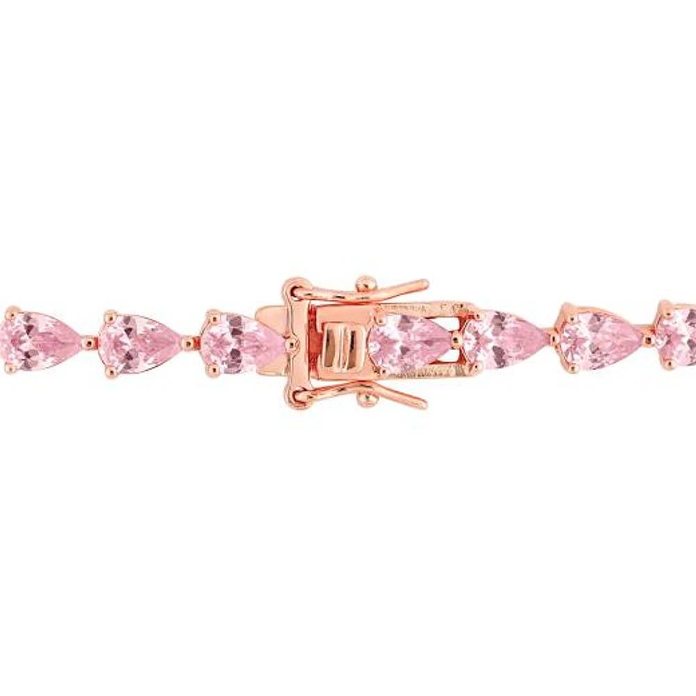 Julianna B Rose Plated Sterling Silver Pink Cubic Zirconia 7.25" Bracelet