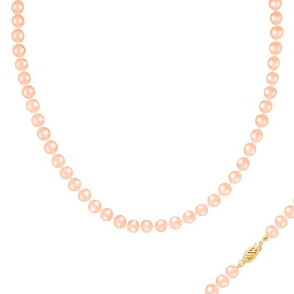 14K Yellow Gold 6-7mm Freshwater Pearl 28" Necklace
