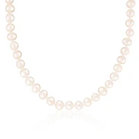Sterling Silver 7-8mm White Freshwater Pearl 36" Necklace