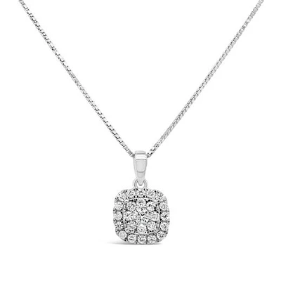 New Brilliance Sterling Silver Lab Grown 0.32CTW Diamond Cushion Shaped Pendant
