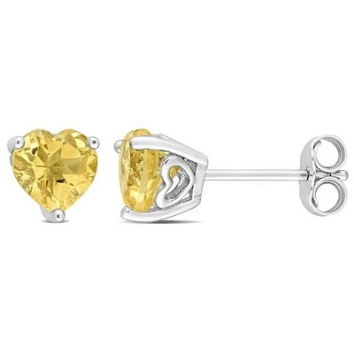 Julianna B Sterling Silver Citrine Heart Stud Earrings