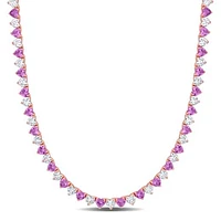 Julianna B Sterling Silver Created Pink and Created White Sapphire Necklace 18