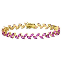 Julianna B Yellow Plated Sterling Silver Created Pink Sapphire Bracelet 7.25