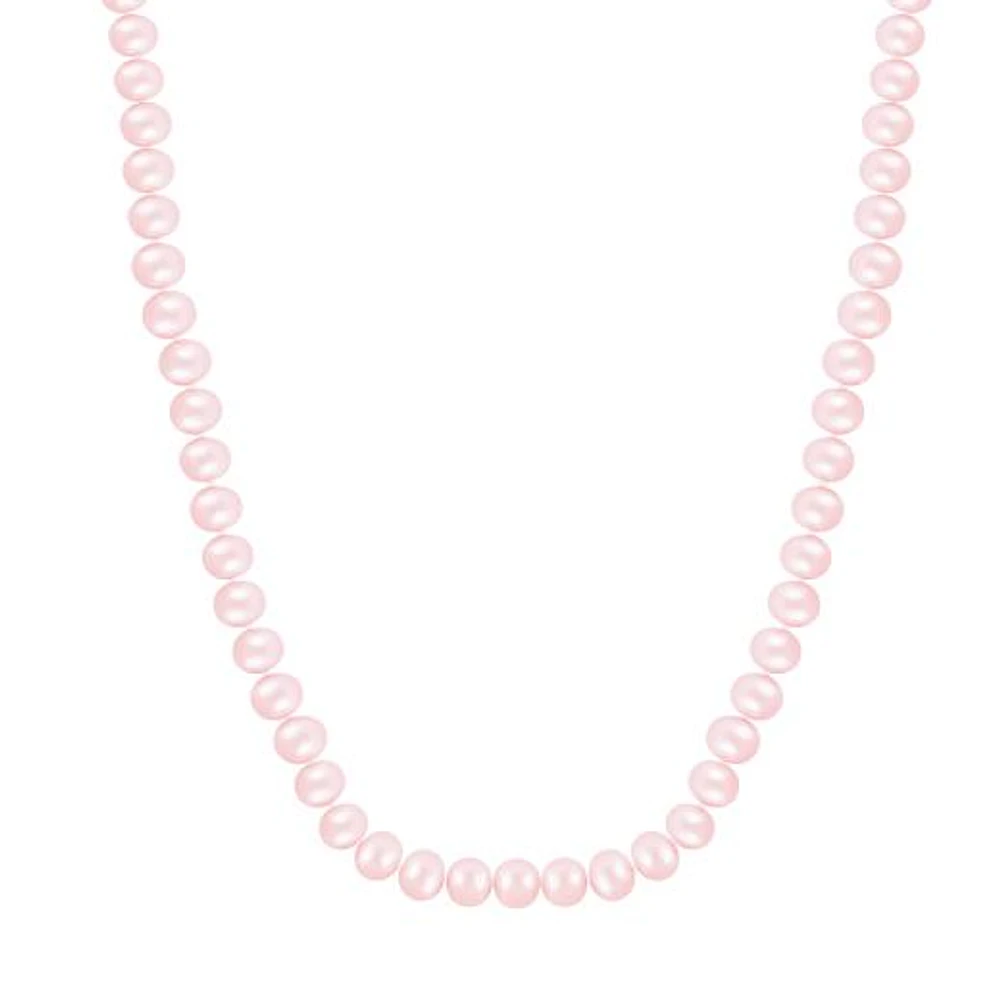 Sterling Silver 7-8mm Pink Freshwater Pearl Bracelet Earrings and Necklace Set