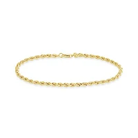 10K Yellow & White Gold 7.5" Diamond Cut Rope Chain Bracelet