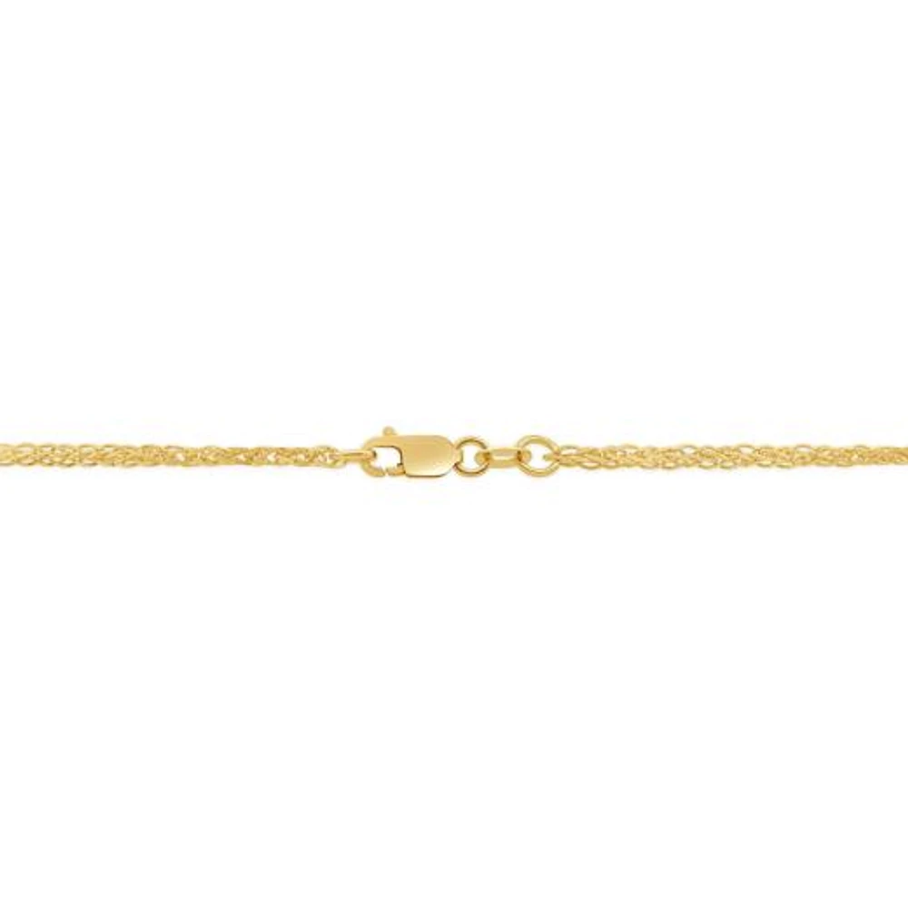 10K Yellow Gold 18" 1.4mm Solid Square Wheat Chain