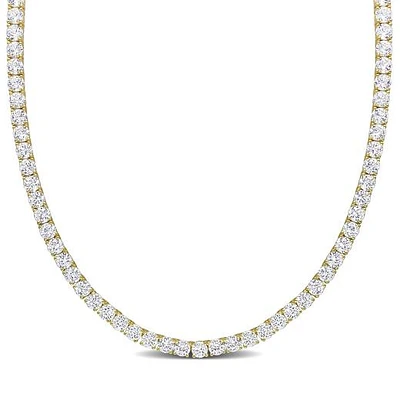 Julianna B Yellow Plated Sterling Silver Created White Sapphire 17" Necklace