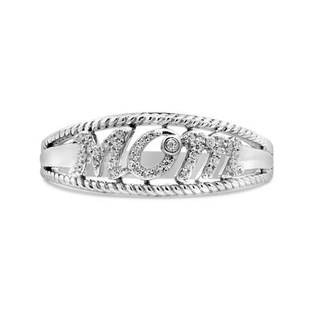 Sterling Silver Diamond Mom Ring